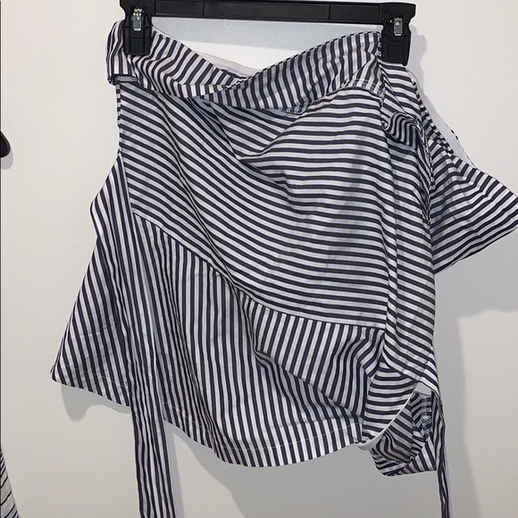 saks off fifth striped one shoulder tie top - Picture 3 of 5